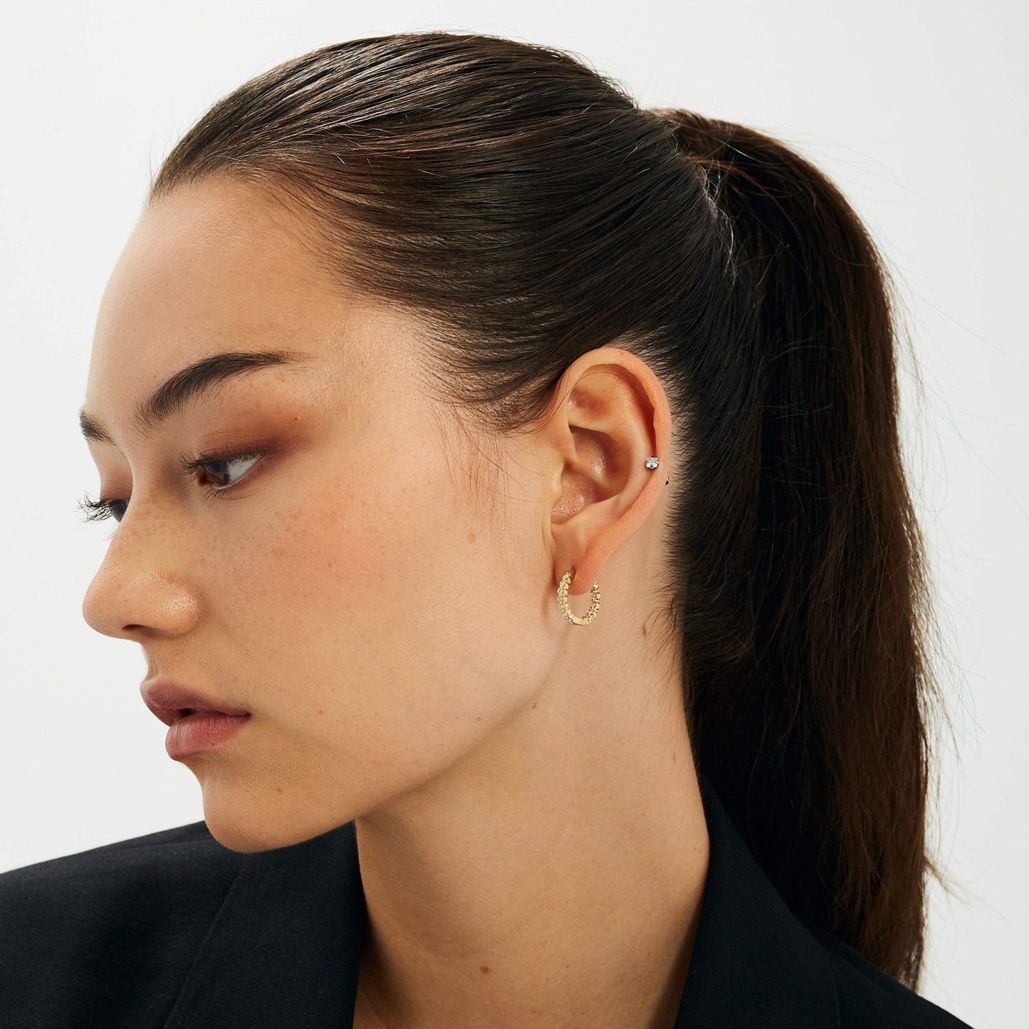 .5 Inch Diamond Hoop Earrings