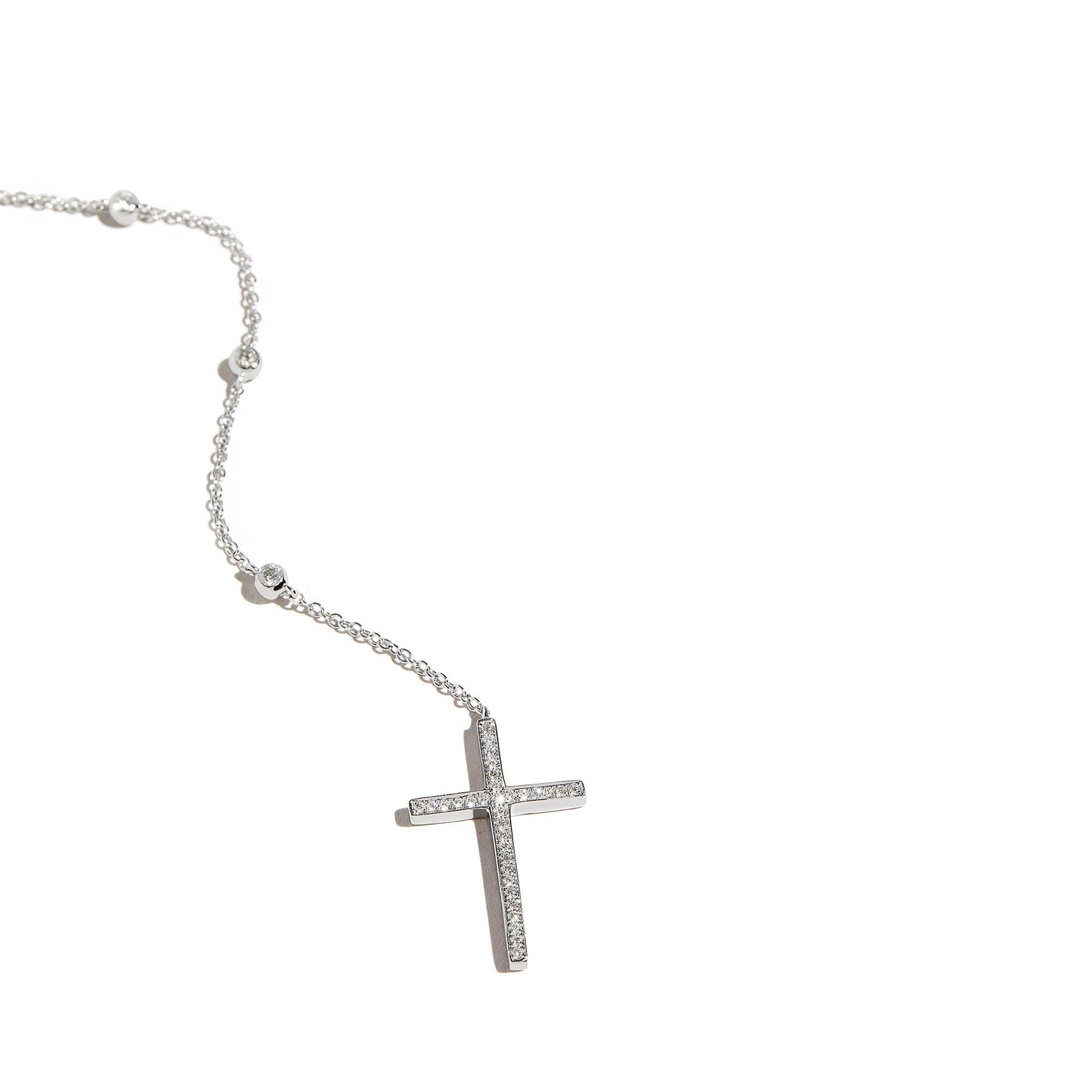 MULTI STONE CROSS DROP NECKLACE