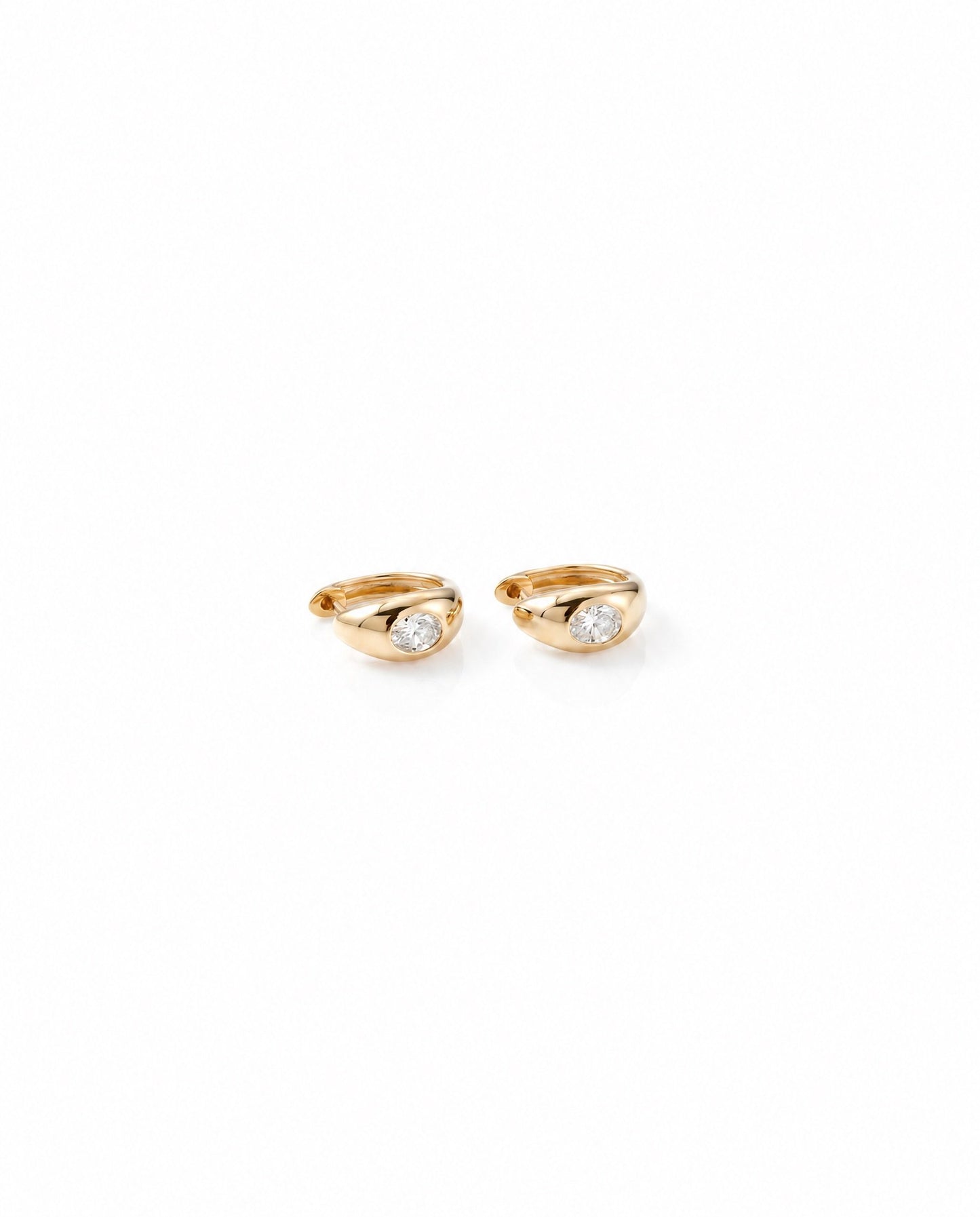 Oval Stone Huggie Earrings