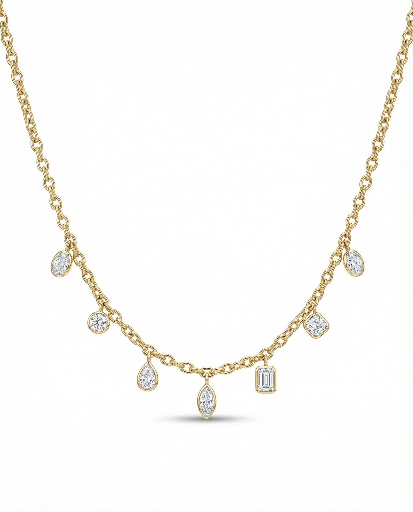 GOLD MULTI STONE UMLAUT NECKLACE