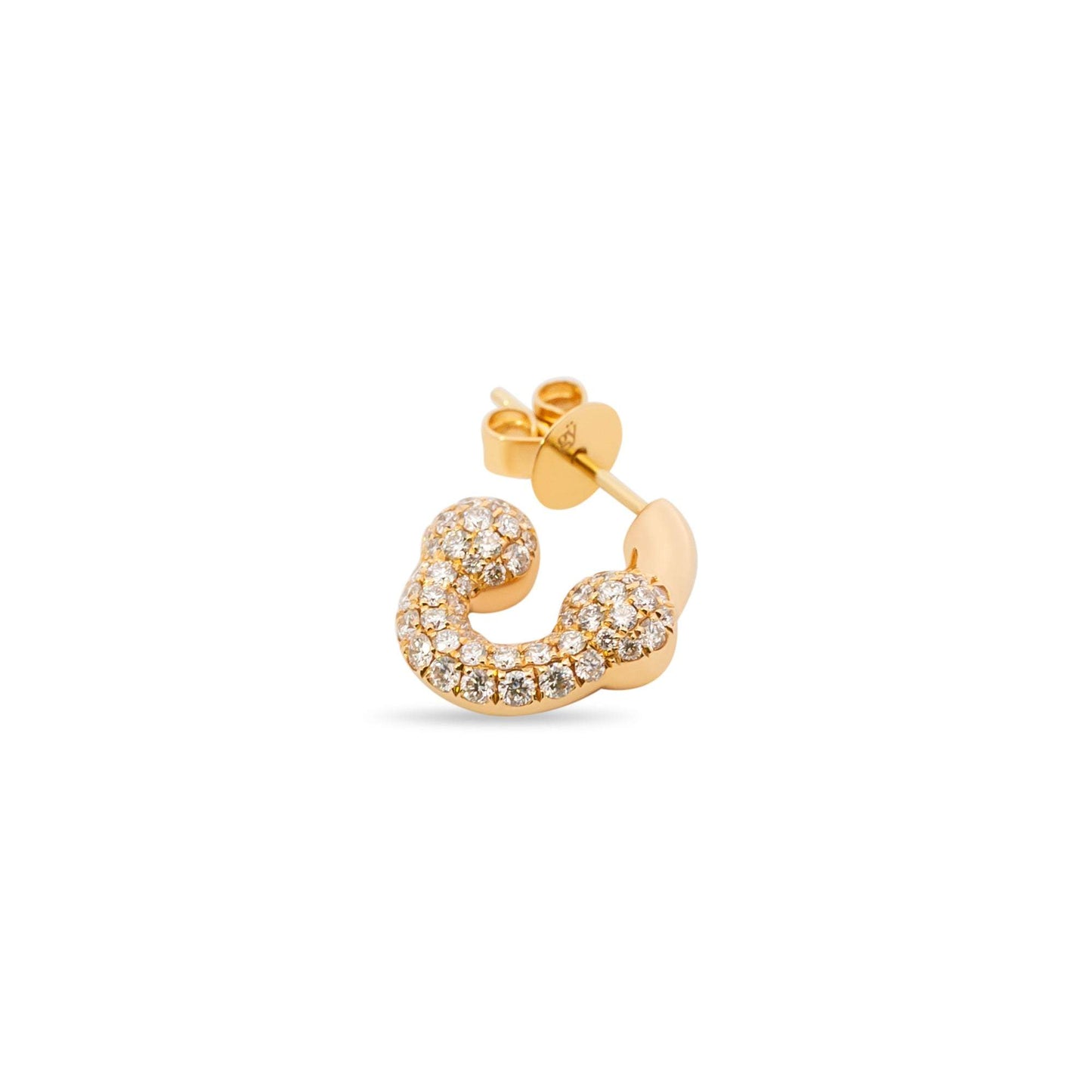 Umlaut Half Diamond Huggie Earrings