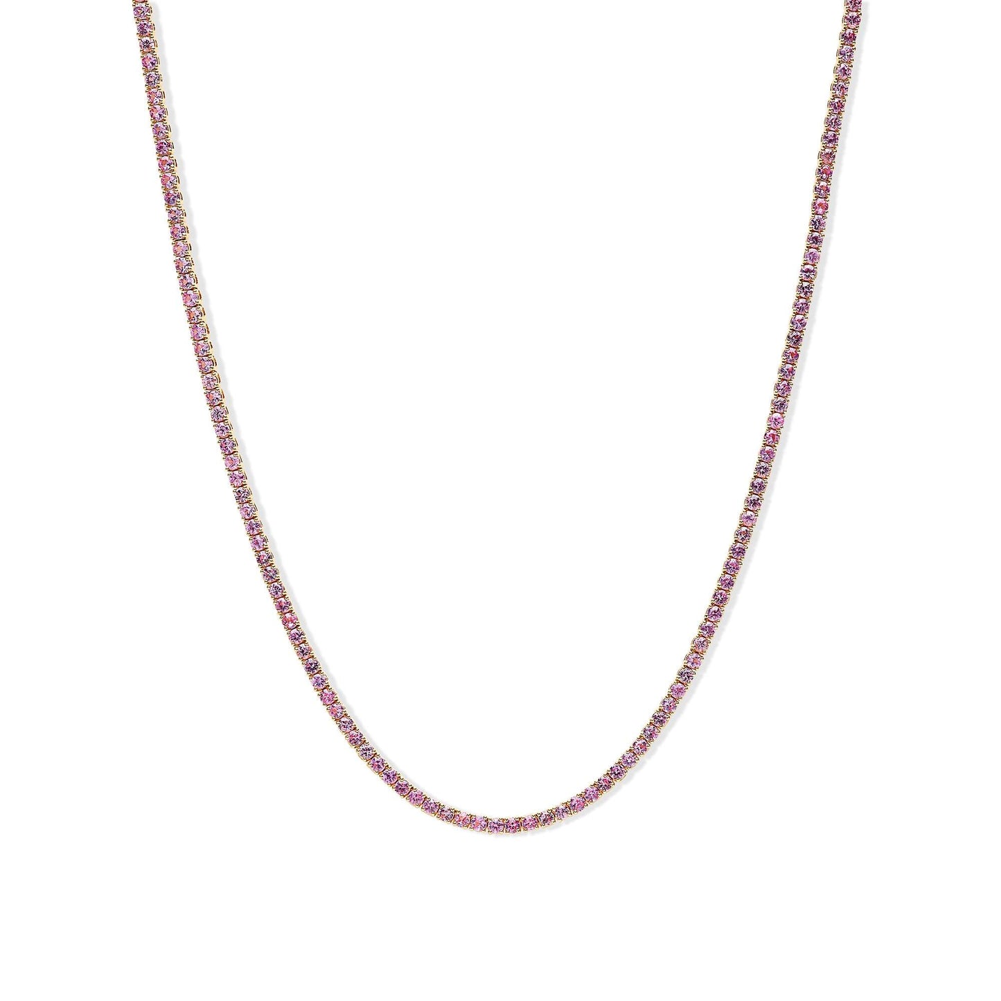 Pink Sapphire Tennis Necklace