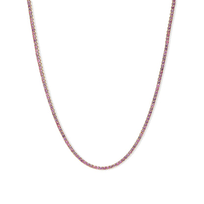 Pink Sapphire Tennis Necklace