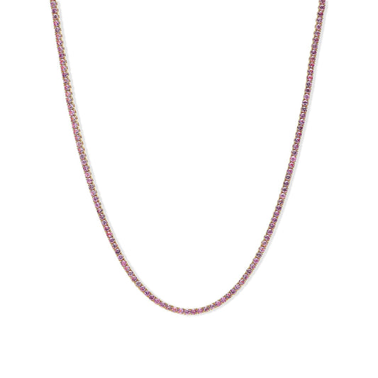 Pink Sapphire Tennis Necklace