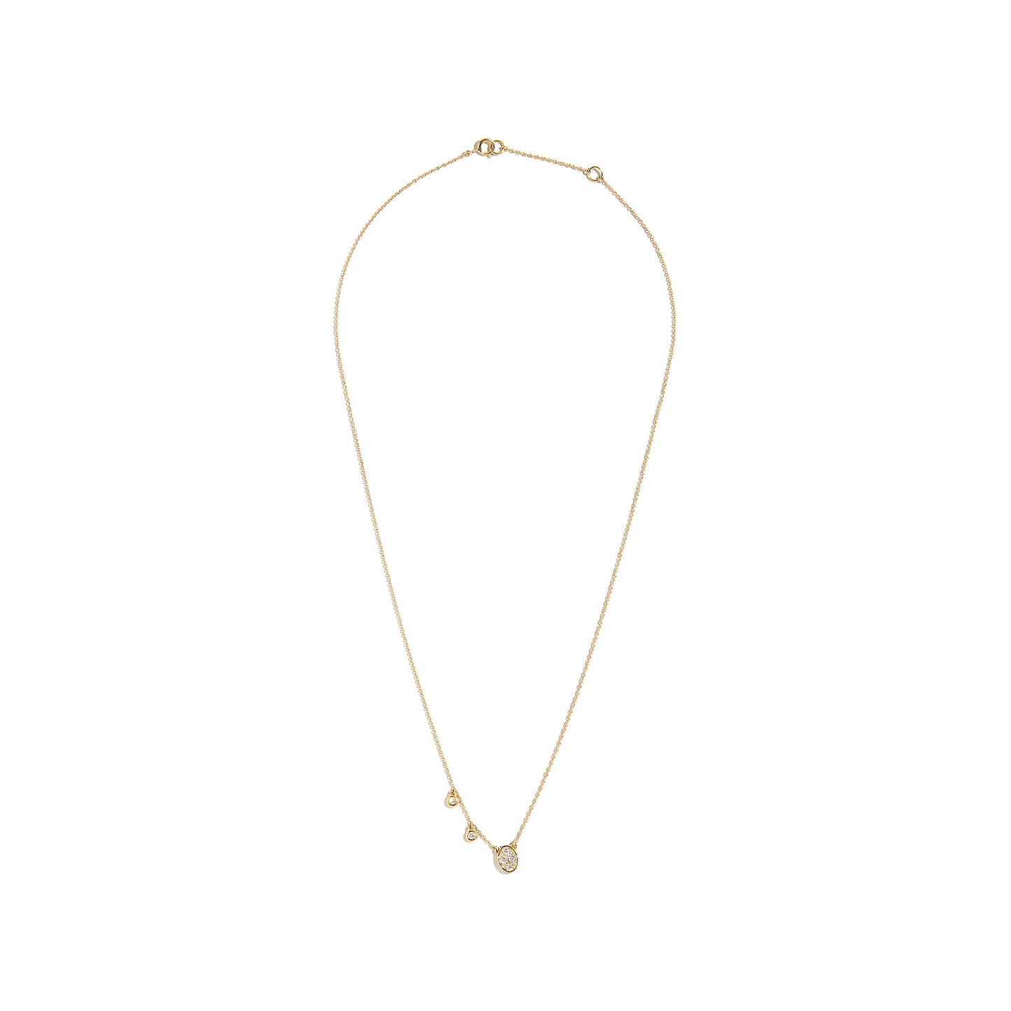 LOPSIDED TRIPLE STONE CABLE NECKLACE