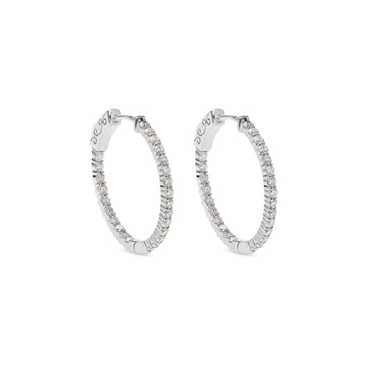.75 Inch Diamond Hoop Earrings