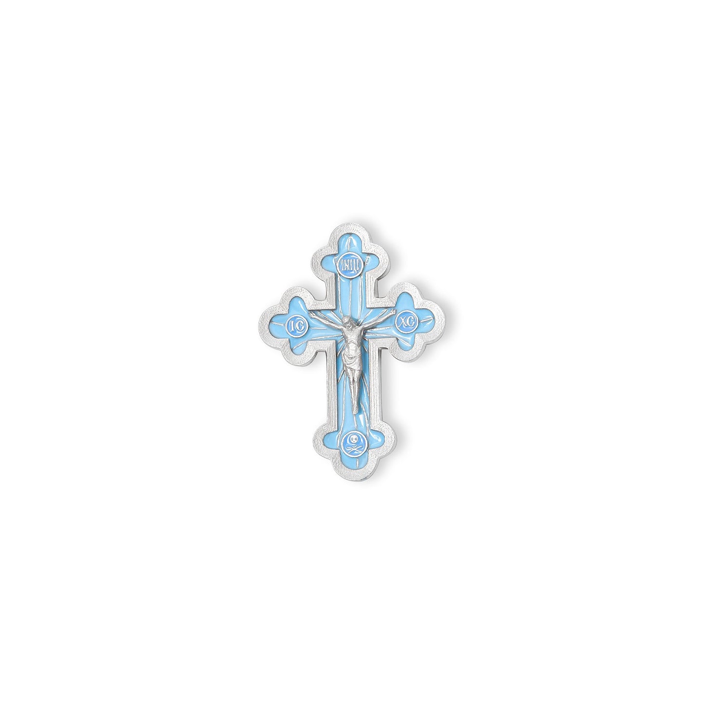 Blue Enamel Crucifix Pendant