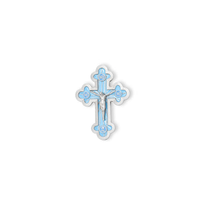 Blue Enamel Crucifix Pendant