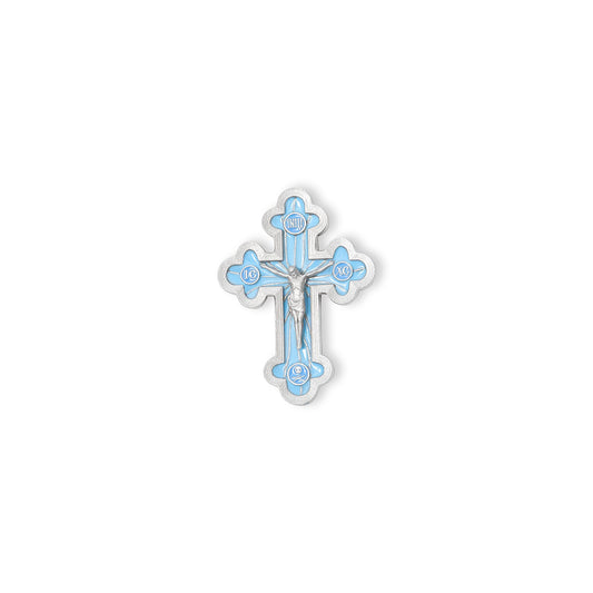 Blue Enamel Crucifix Pendant