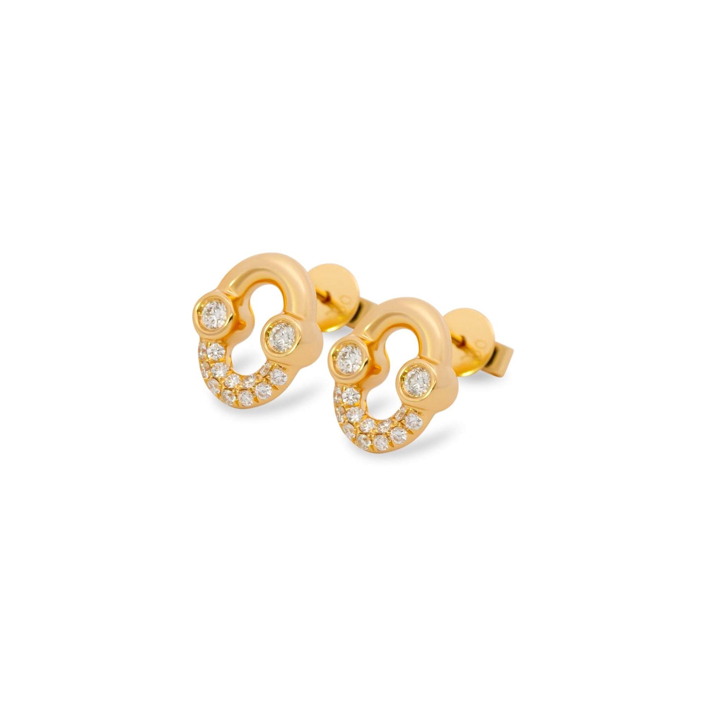 Umlaut Half Diamond Stud Earrings