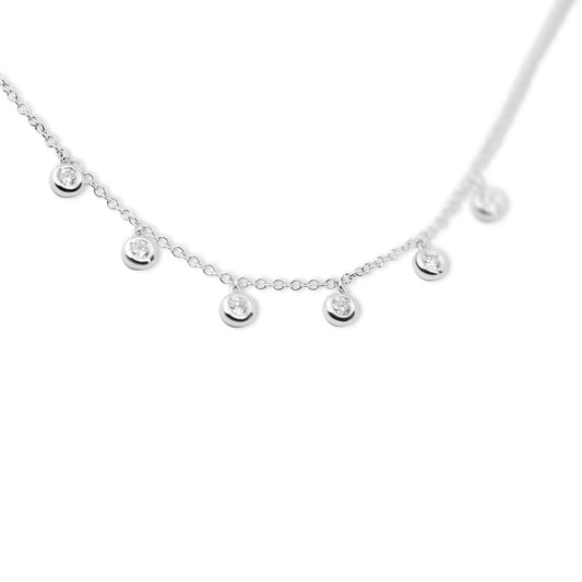 WHITE GOLD MULTI BEZEL NECKLACE