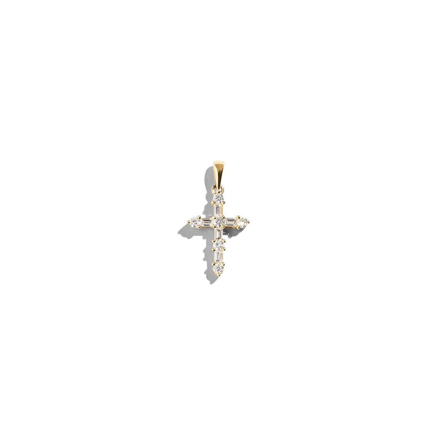 GOLD POINTED BEZEL CROSS PENDANT