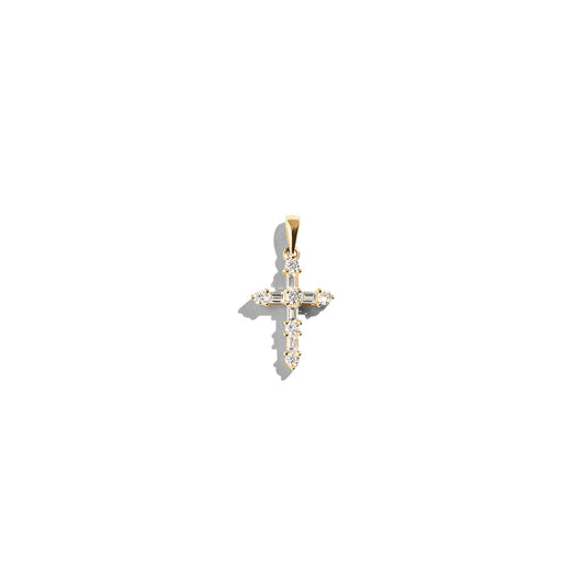 GOLD POINTED BEZEL CROSS PENDANT