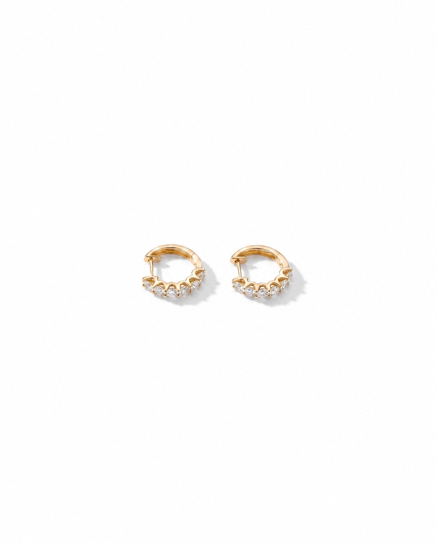 Round Pave Huggie Earrings