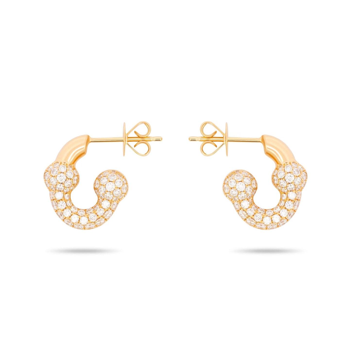 Umlaut Half Diamond Huggie Earrings
