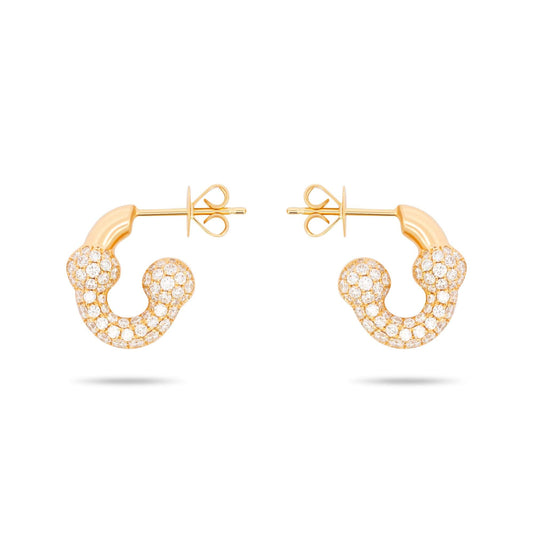 Umlaut Half Diamond Huggie Earrings