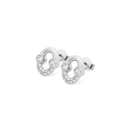 Umlaut Half Diamond Stud Earrings